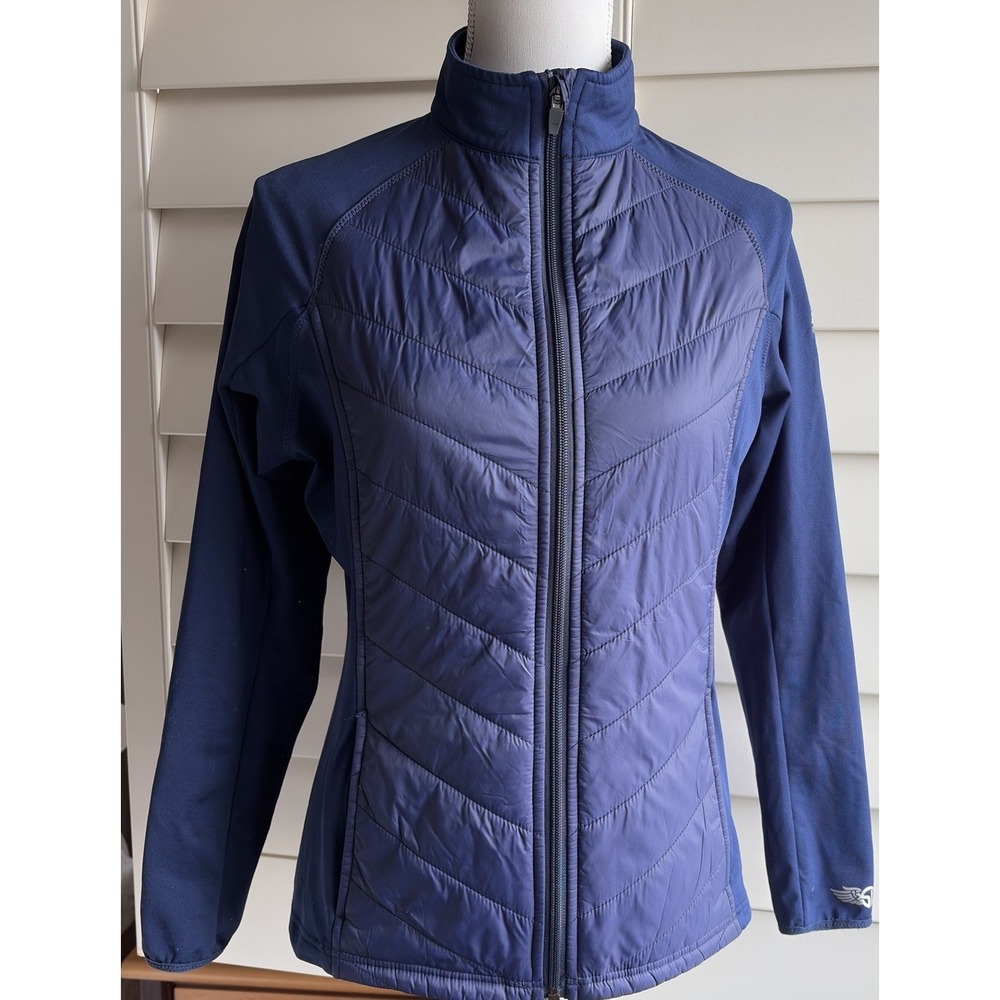 Straight Down‎ Women S Quilted Full Zip Jacket Navy Blue Napa Valley Golf Logo